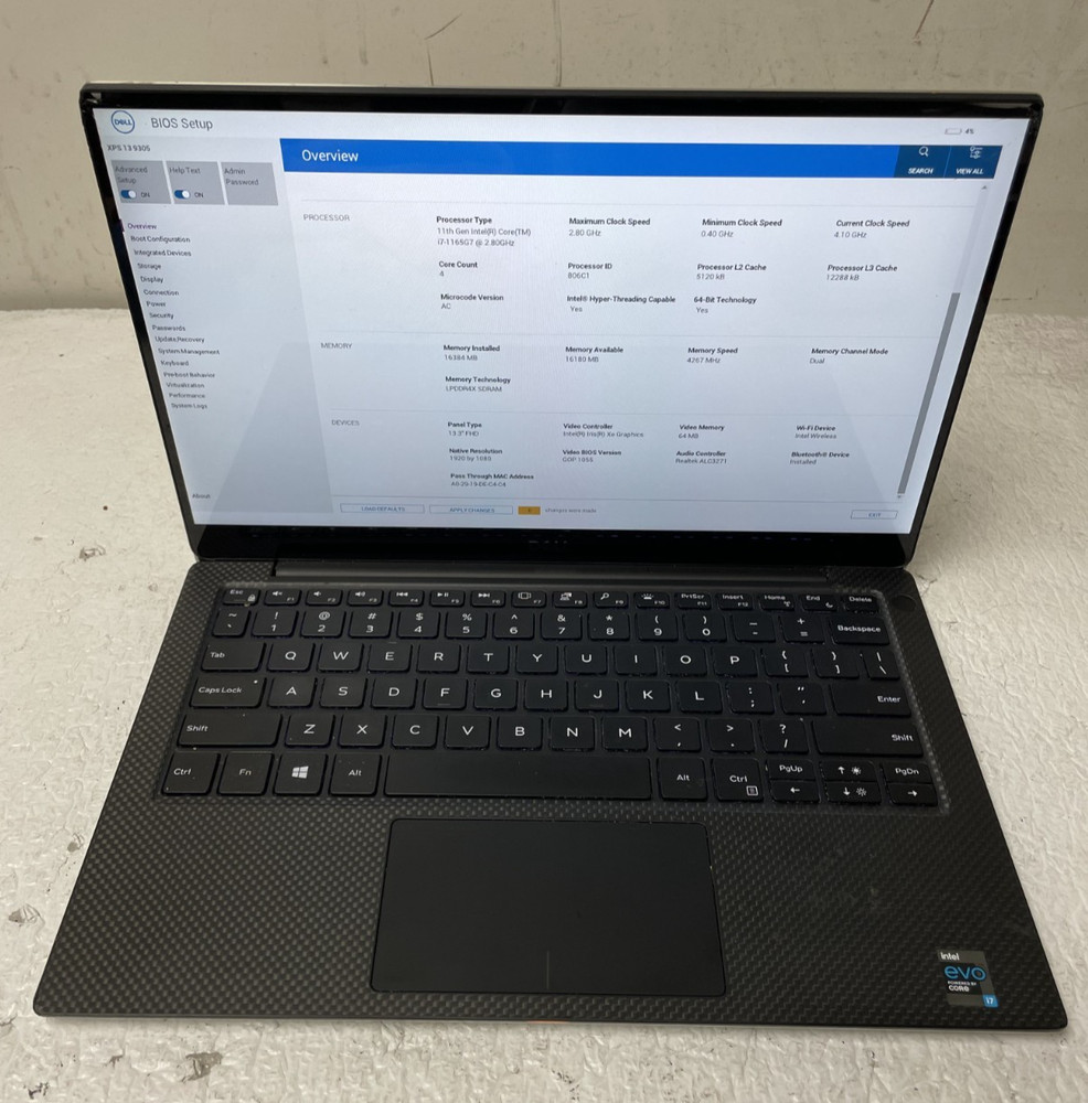 Dell XPS 13 9305 Core i7-1165G7 @2.80GHz 16GB RAM NO SSD Touchscreen Parts *READ