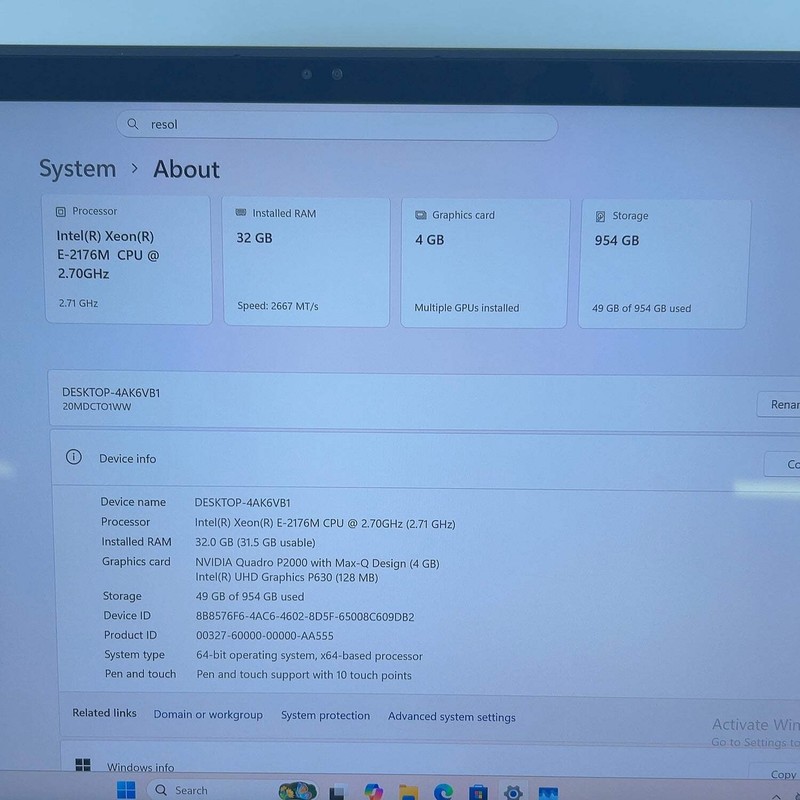Lenovo ThinkPad P1 Gen 1 15.6" Xeon E-2176M 2.7GHz 32GB RAM 1TB SSD Quadro P2000 gallery