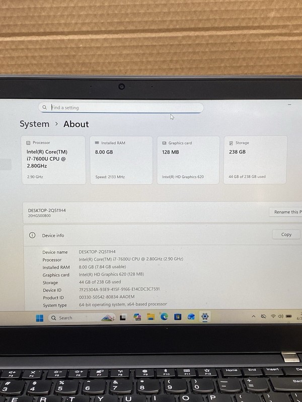 Lenovo ThinkPad T470s Core i7-7600U @ 2.80GHz 8GB RAM 256GB SSD Windows 11 Pro. gallery