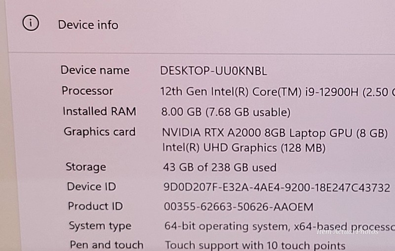 Dell Precision 5570 UHD+ 4K Touchscreen i9-12900H 8GB 256GB SSD A2000 Backlit KB gallery