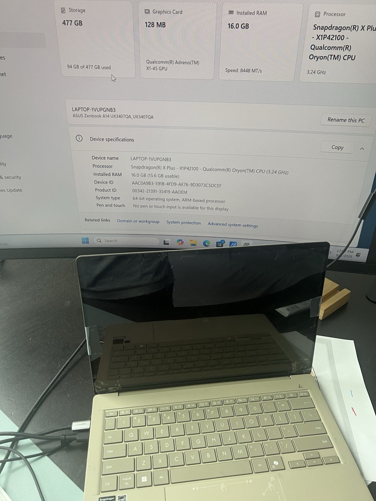 Asus Zenbook A 14 UX3407Q 14" Snapdragon X Plus 3.2GHz 16GB RAM 512GB SSD gallery