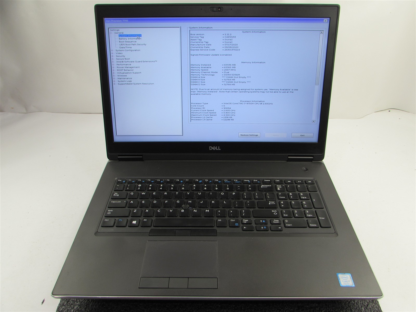 DELL PRECISION 7740 17.3" I7-9750H 512GB SSD 64GB RAM NVIDIA RTX 4000 WIN 11 PRO gallery