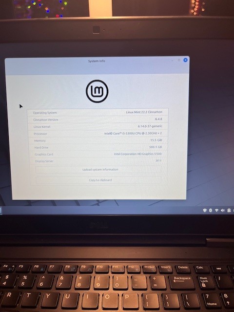 Nice Dell Laptop Linux Mint 8GB Ram, 256GB SSD,Numeric Keyboard, 1 Year Warranty gallery