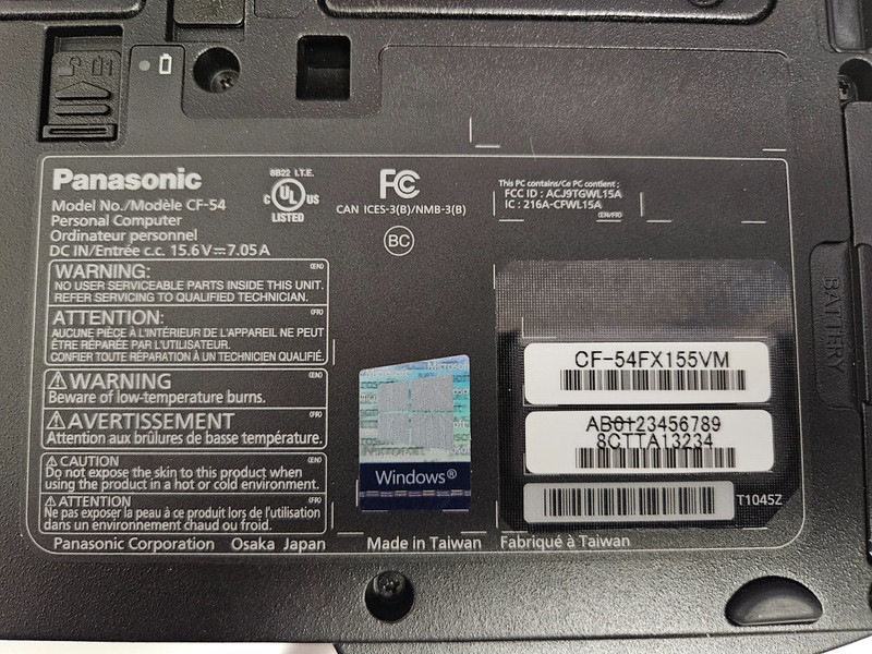 Panasonic Toughbook CF-54 Mk2 i7-6600U 2.60GHz 16 GB Mem 1.5 GB HD Win 11 Pro gallery