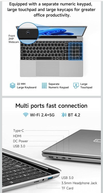 Jumper EZbook S7 15.6” Laptop | 4GB RAM 128GB SSD | Windows 11 + Office 365 gallery