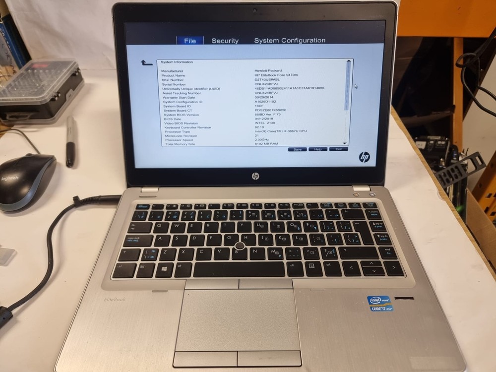 HP ELITE BOOK FOLIO 9470M/ I7-3667U / 8 GB RAM/ 128Gb SSD / WIN10 / HP Charger
