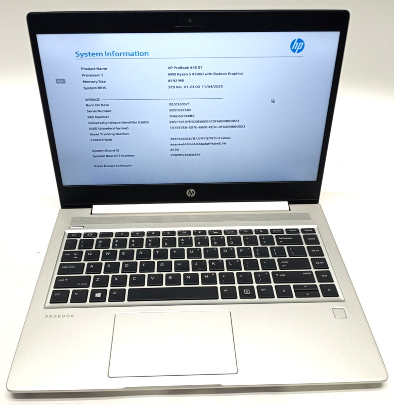 HP ProBook 445 G7 AMD Ryzen 5 Pro 4500u 8GB RAM 256GB NVMe Win11Pro MC527*! gallery
