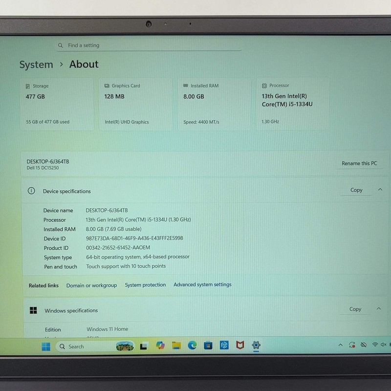 Dell 15 DC15250 15.6" i5-1334U 1.3GHz 8GB RAM 512GB SSD gallery