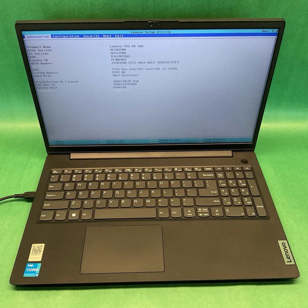 Lenovo V15 G4 IRU - 15.6" - i3-1315U - Powers On - NO HARD DRIVE- Untested