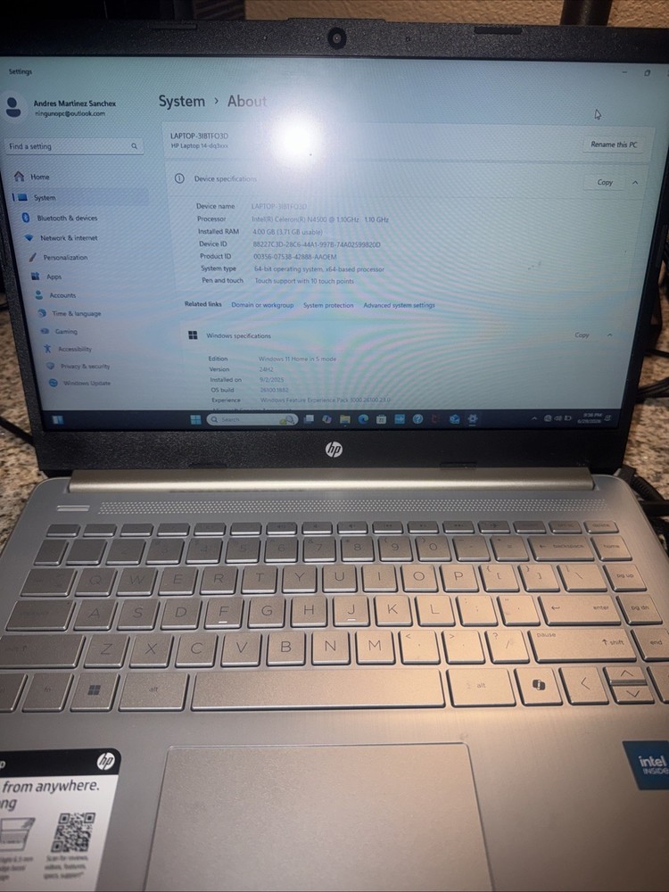 HP Laptop 14-DQ3015DX 14" Celeron N4500 1.1GHz 4GB RAM 64GB SSD