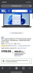 Dell Inspiron 5410 14” (256GB SSD, Intel Core i5-1135G7, 2.4GHz, 8GB RAM)…