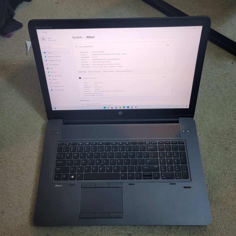 HP ZBook 17 G3 17.3" i7-6820HQ 32GB 512GB HD Win11 PRO NVIDIA Quadro M400M