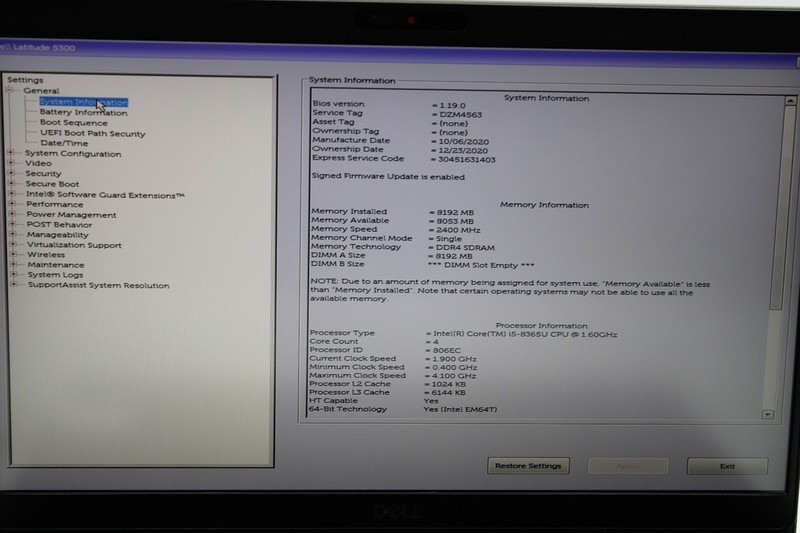 Dell Latitude 5300 i5-8365U @ 1.6 GHz 8GB RAM 256GB SSD No OS gallery