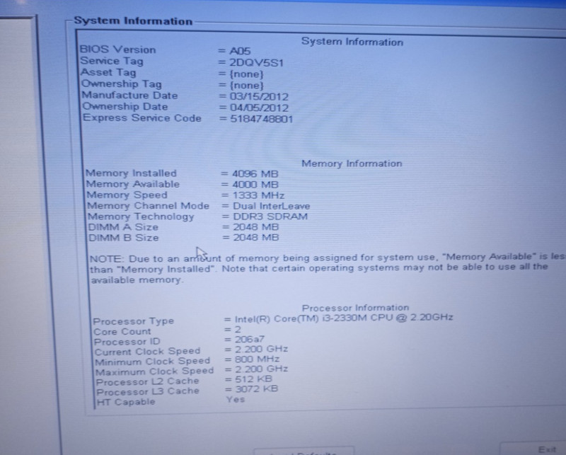 Lot of 2 Dell Latitude E5420/E5430 i3-2330@2.20GHz 4GB RAM No HDD No OS MC970! gallery