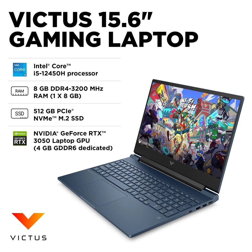 HP Victus 15.6 Intel i5-12450H/8G/512G SSD/GeForceRTX3050 Gaming 15-FA0033DX New