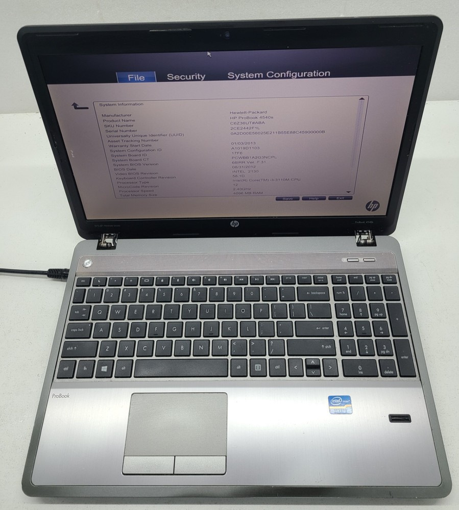 HP ProBook 4540s 15.6" Laptop Intel Core i3-3110M 4GB Ram NO HD/OS/BATT (FL)