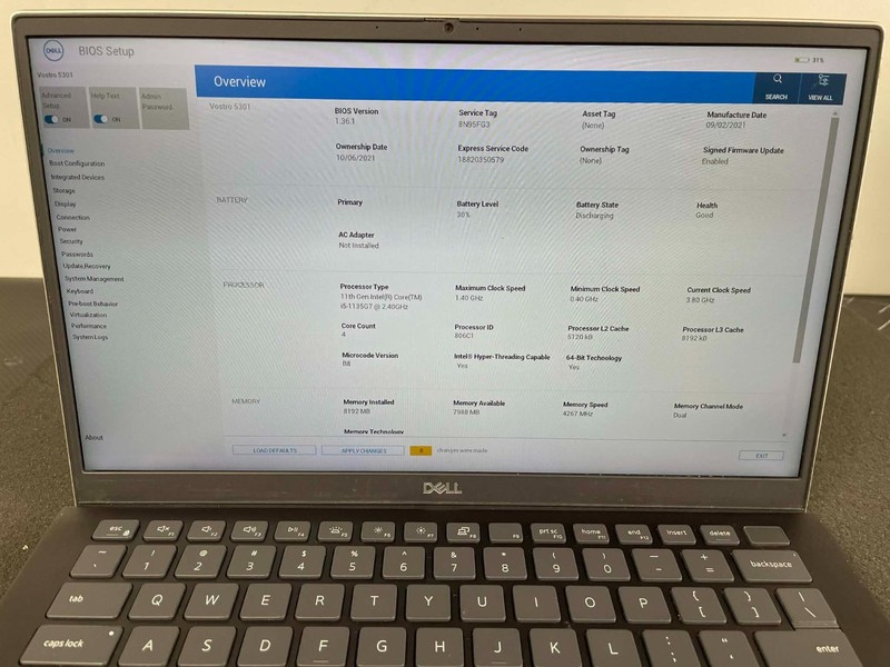DELL VOSTRO 5301 14" Laptop - i5-1135G7 2.40GHz 8GB RAM No HD/OS gallery