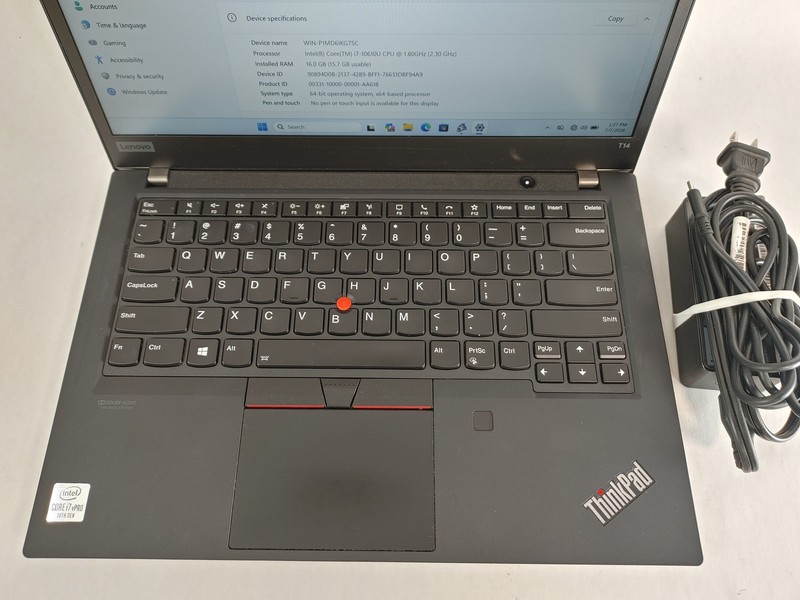 Lenovo ThinkPad T14 Gen 1 Core i7-10610U 1.80 GHz 16 GB DDR4 256 GB NVMe Windows gallery