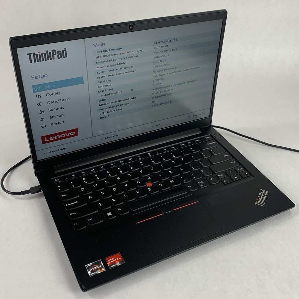 Lenovo ThinkPad E14 Gen 2 Ryzen 5 4500U 2.375 GHz 8GB Ram No OS/SSD/AC/Batt Chip