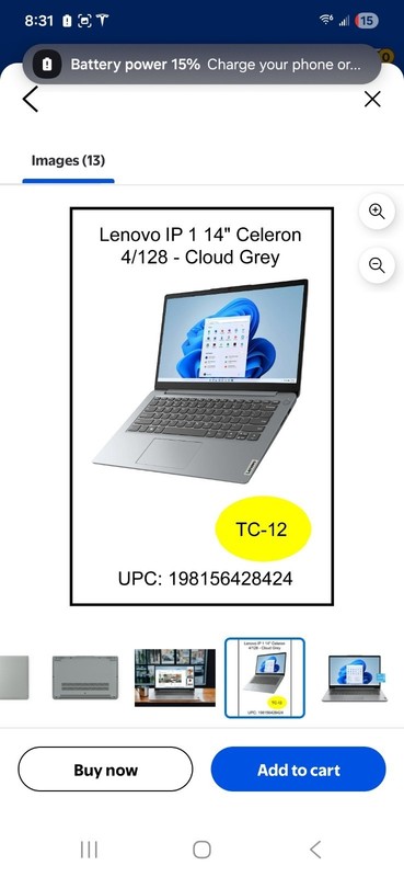 Lenovo IdeaPad 1i 14" HD Laptop, Celeron N4500, 4GB RAM, 128GB eMMC, Win 11 S gallery