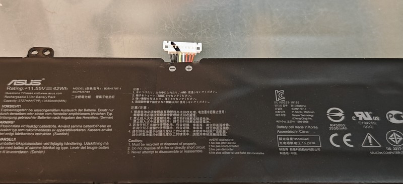 ASUS GENUINE BATTERY B31N1707-1 11.55V 42Wh 3727mAh 68.5% gallery