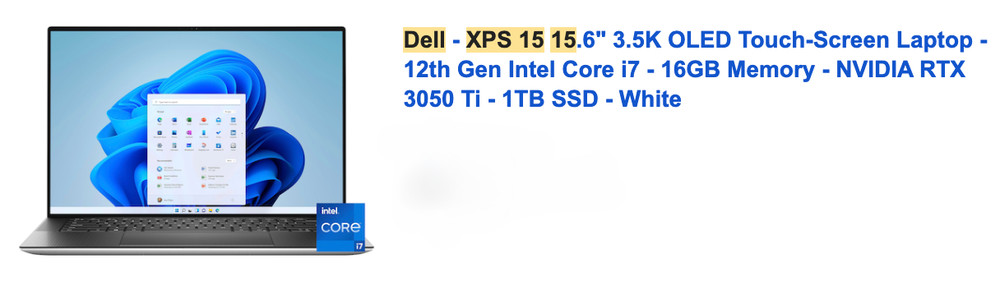 Dell XPS 15 9520 15.6" 3.5K TOUCH OLED! i7-12700H 16GB RAM 1TB SSD RTX 3050 Ti