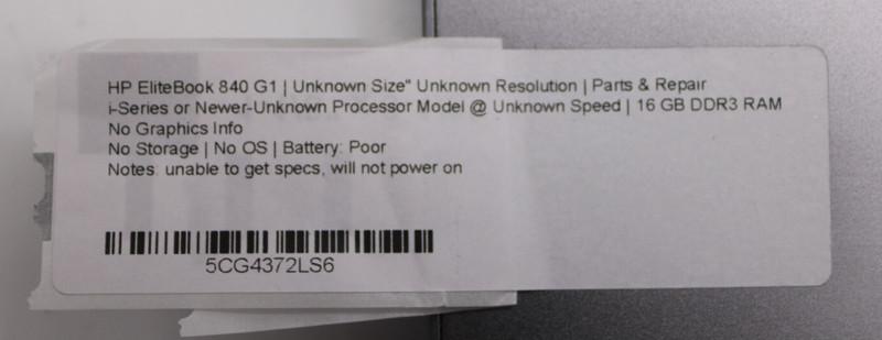 HP Elitebook 840 G1 i5 Series 14" 16GB RAM NO HDD/OS/BadBATT *PARTS/REPAIR*READ* gallery