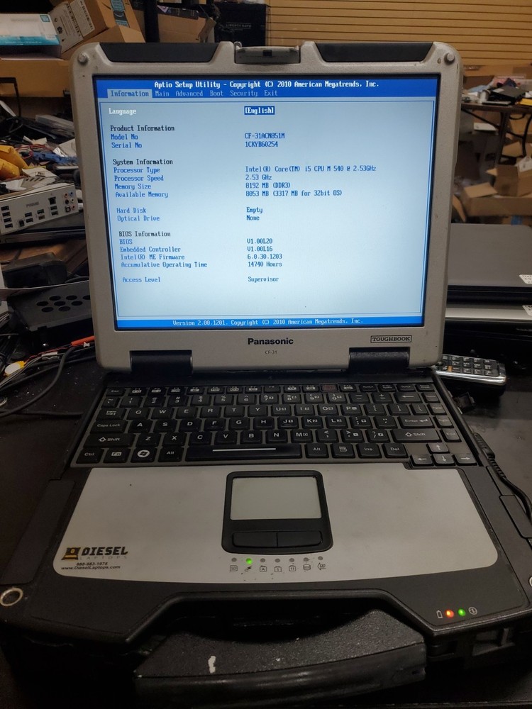 Panasonic Toughbook CF-31 MK-1 i5 540M @ 2.40GHz 8GB 14740HRS Diesel