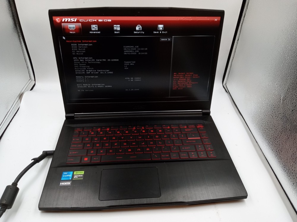 MSI Thin GF63 12UCX 15.6" Intel i5-12450H Nvidia RTX 2050 - FOR PARTS - READ!