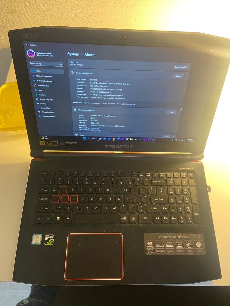 Acer PH315-51-78NP Predator Helios 300 15.6" Intel i5-8300H Gaming Laptop