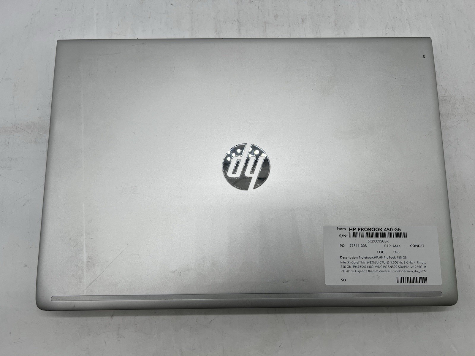 HP ProBook 450 G6, i5-8265U CPU, @ 1.60GHz, 8GB RAM, 256GB NVMe-No OS/Charger gallery