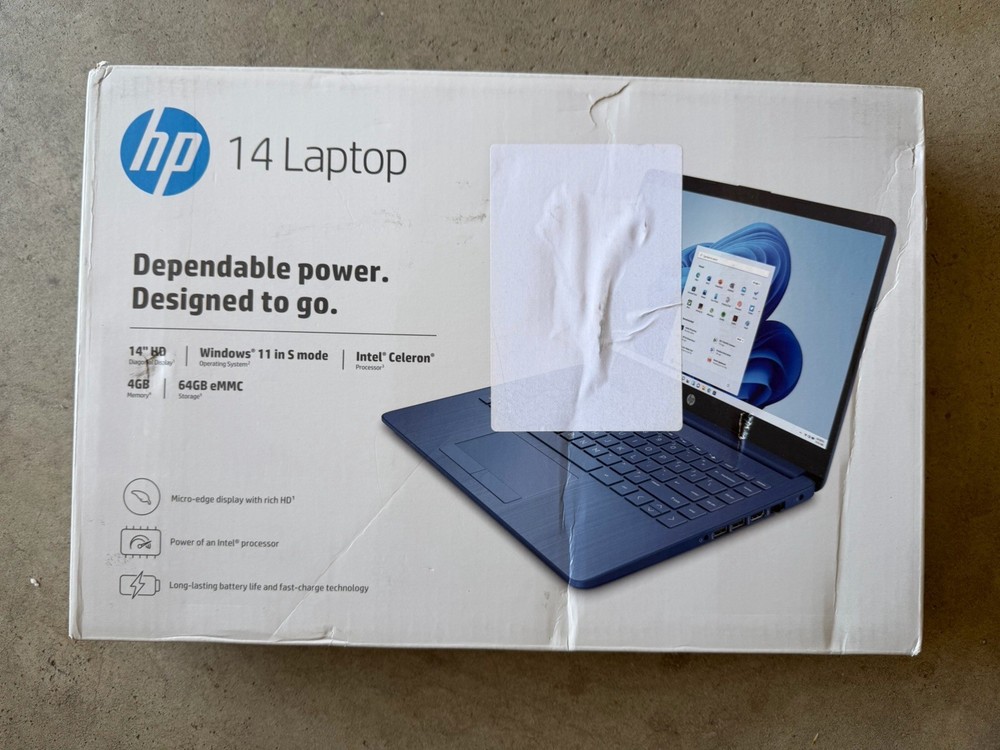 HP Stream 14" Windows Laptop Intel Processor N4120 4GB RAM 64GB eMMC, Blue