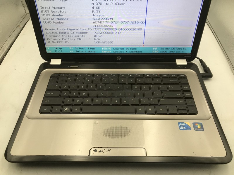 HP PAVILION G6 1B79DX - BOOTS TO BIOS - INTEL I3 M370 - NO RAM -READ DESCRIP- BB gallery