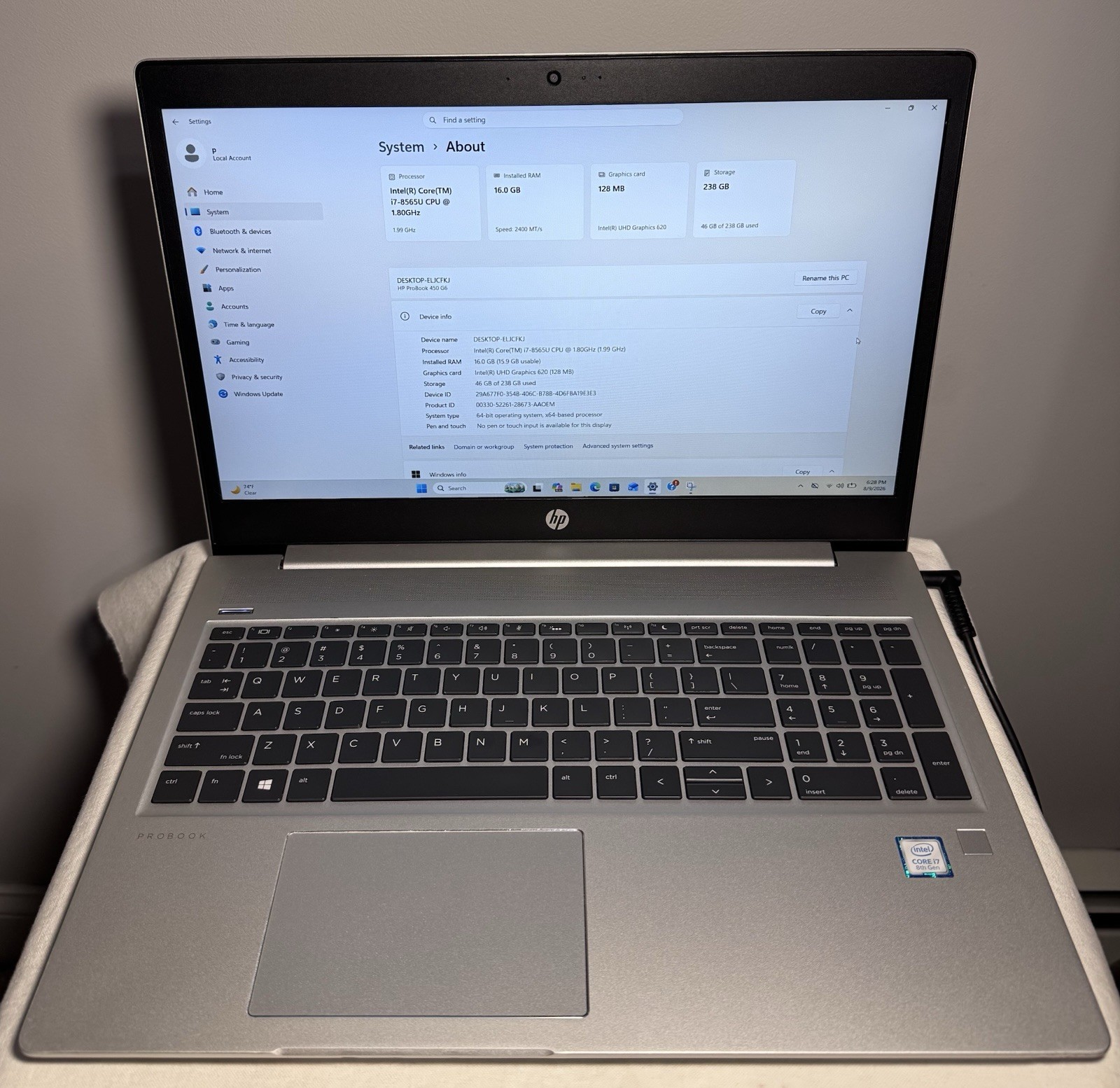 HP ProBook 450 G6 i7 15.6" 16GB RAM 256GB SSD WIN11P READ gallery