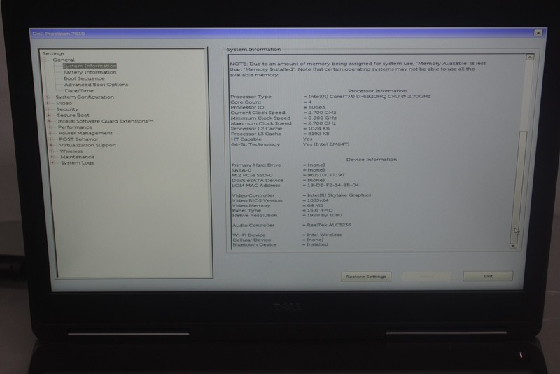 ^ Dell Precision 7510 15.5" Intel i7-6820HQ @ 2.7GHz 16GB Ram 512GB M2 SSD No OS gallery