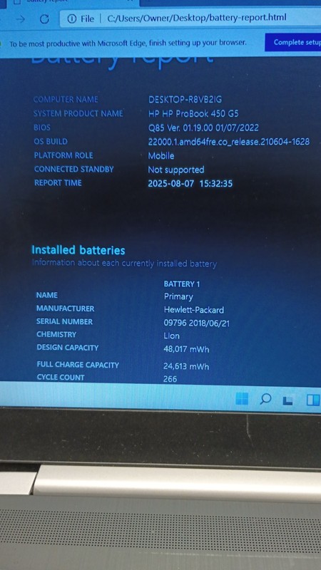 80703 Probook450 G5 w/charger.i5 8250U (4 Cores).16GB.250GB SSD.15.6'.W11 Pro gallery