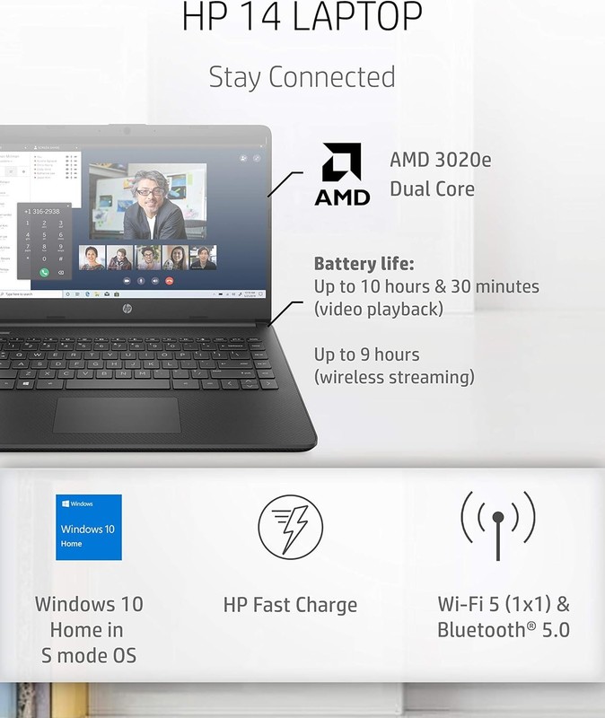 HP 14-inch HD Touchscreen Laptop AMD 3020e 4 GB RAM 64 GB eMMC Storage Win10 H gallery