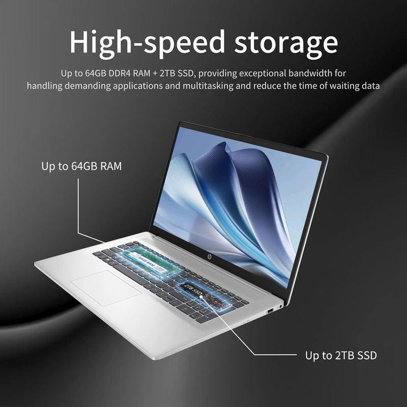HP 17.3" Touchscreen Laptop, AMD Ryzen 5 7530U, Up to 64GB RAM 2TB SSD gallery