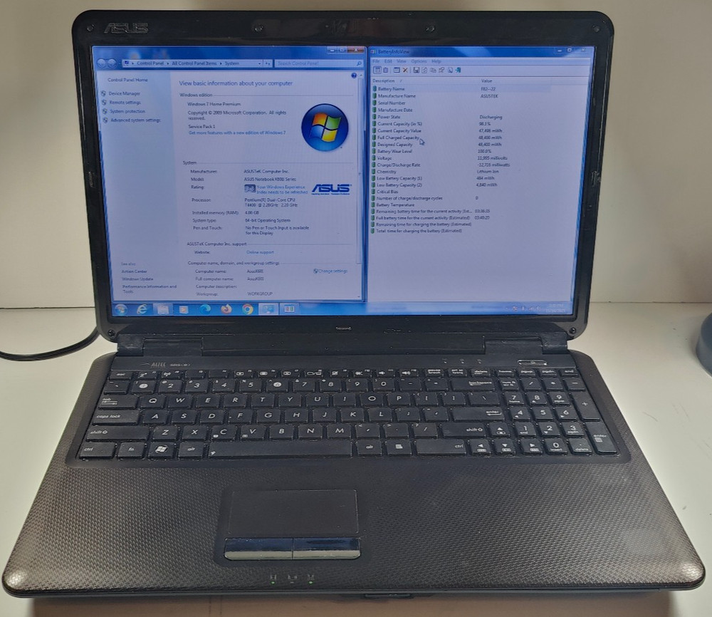 ASUS K60I Intel Pentium T4400 2.20GHz/4GB RAM/500GB HDD/16" Win 7