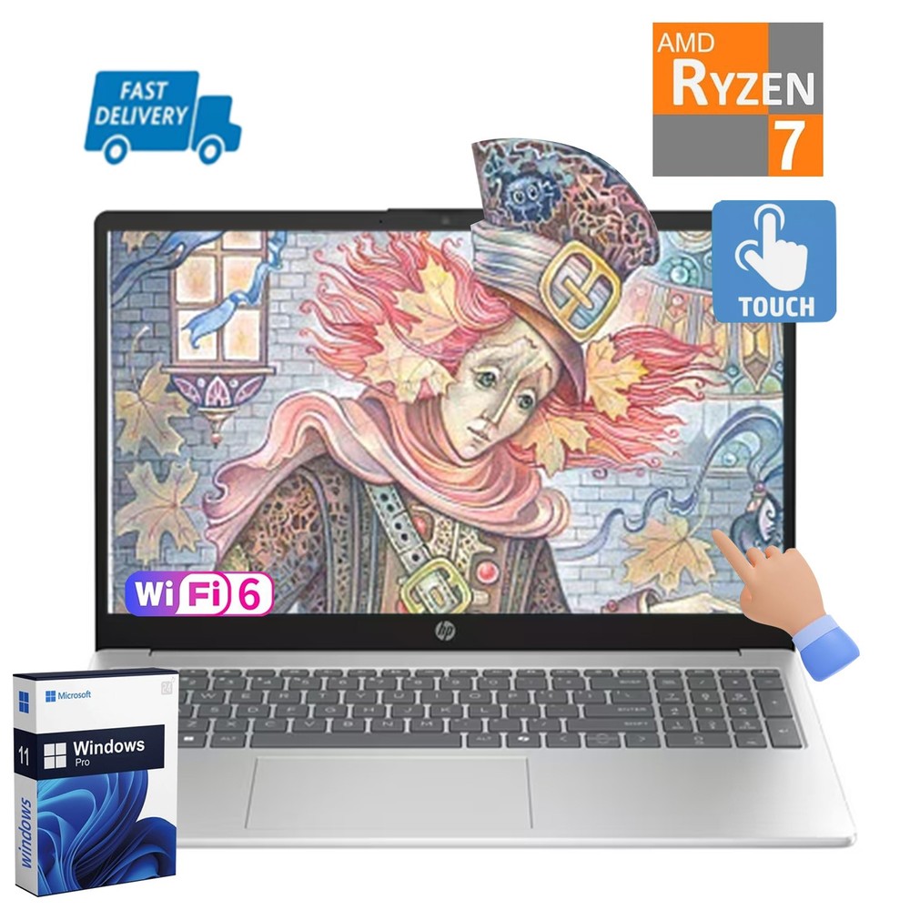 HP 15 15.6" IPS touch laptop,AMD Ryzen 7 7730U UpTo 64GB RAM & 2TB SSD+Win11pro