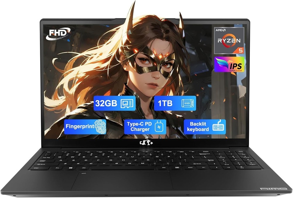 NIMO 15.6'' IPS FHD Laptop, 16GB RAM 1TB SSD AMD Ryzen 5 3500U