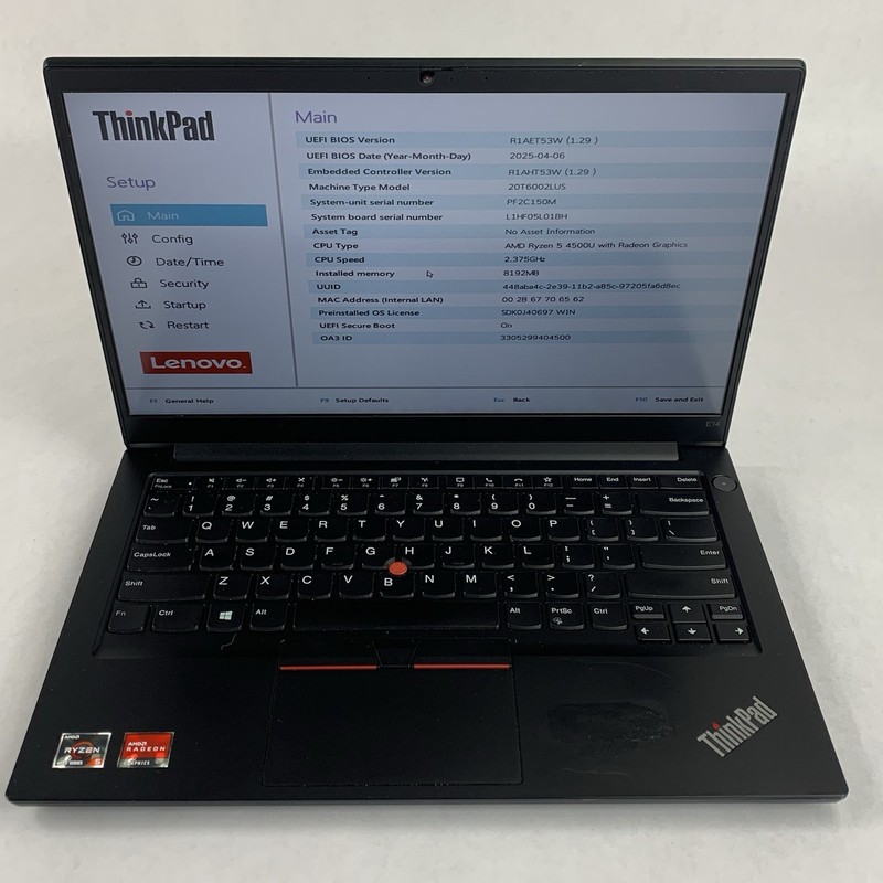 Lenovo ThinkPad E14 Gen 2 Ryzen 5 4500U 2.375 GHz 8 GB Ram No OS/SSD/AC/Batt gallery