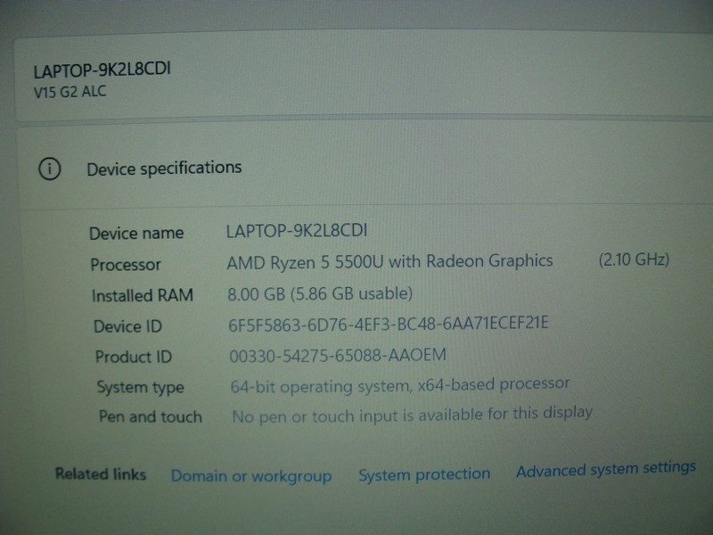 Lenovo V15 G2 ALC 15.6" FHD AMD Ryzen 5 5500U 2.1GHz 8GB 256GB Win 11Pro +PA gallery