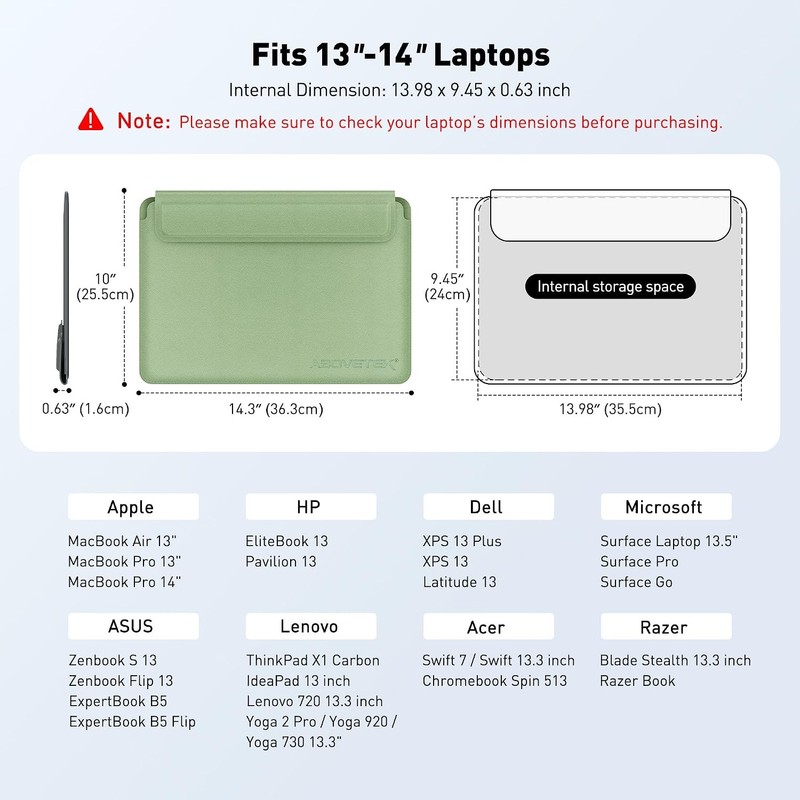 Sleeve for 13"-14" Laptop, Expandable Storage, Ultra-Slim Stylish - Blue gallery