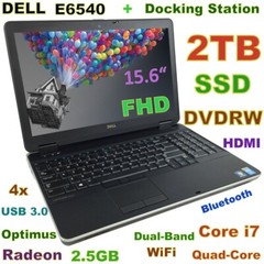 3D-Design DELL E6540 i7-Quad Fast 2TB SSD DVDRW 16GB 15.6 FHD HDMI + FREE Dock