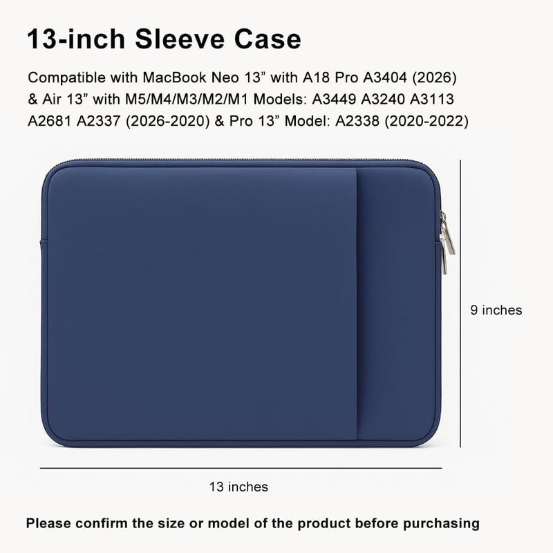 Laptop Sleeve for MacBook Neo/Air/Pro 13 inches A18/M5/M4/M3/M2/M1 Chip 2026-202 gallery