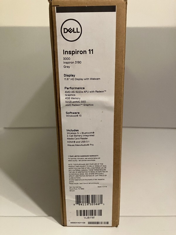 DELL Inspiron 11 3180 11.6" Laptop Gray AMD A6-9220e/4GB RAM/32GB eMMCSSD/Win10 gallery