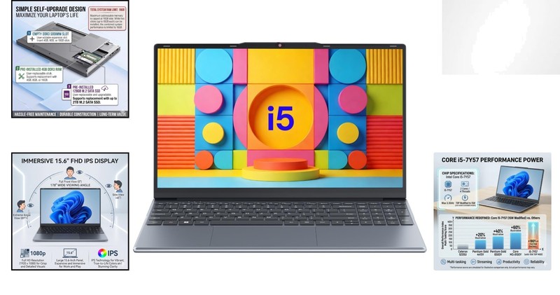 Lightweight 15.6'' Laptop with 2MP Privacy Camera and Expandable Storage gallery