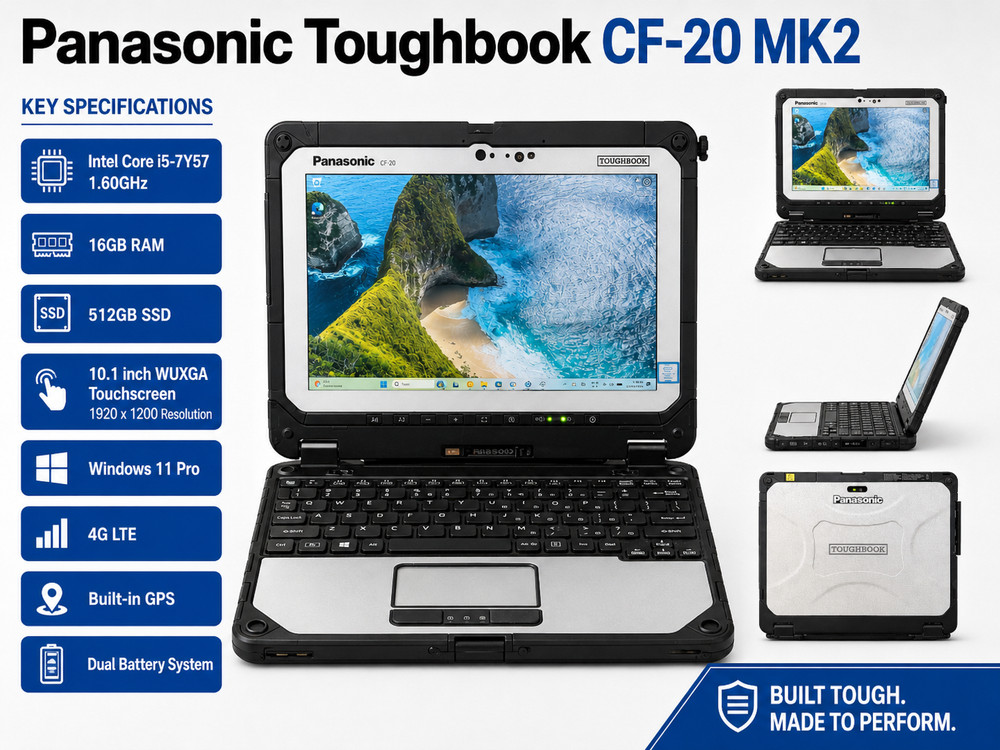 Panasonic Toughbook CF-20 MK2 1.60GHz i5-7Y57 16GB RAM 512GB 4G GPS SIM LAN 7th