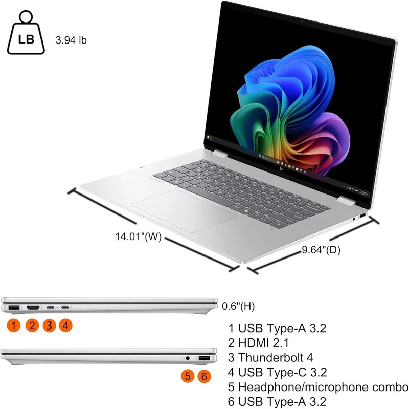HP Omnibook 7 Flip 16 Laptop 16" 3K OLED U7-258V 32G RAM | Silver Touch Backlit gallery